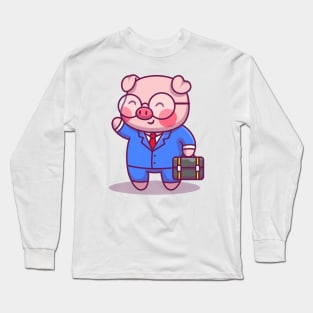 Cute Pig Businessman Long Sleeve T-Shirt